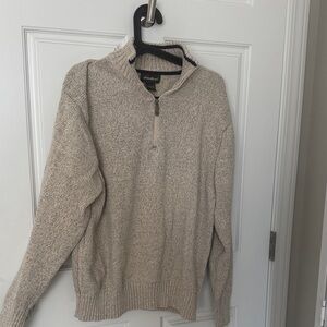 Eddie Bauer Men's Beige Quarter Zip-Up Sweater